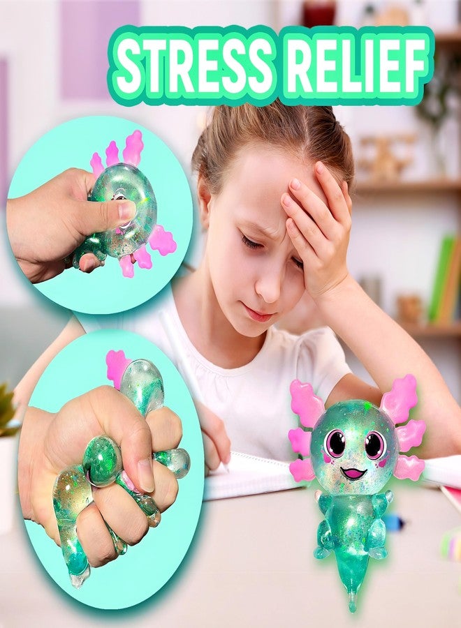EVDERS Axolotl Squishy Sugar Ball, Slow Rise Axolotl Squishy Sensory Fidget Toys for Kids, Easter Basket Stuffers, Glitter Stress Relief Sugar Balls for Party Favors, Autism, ADHD (Green) - Image 5